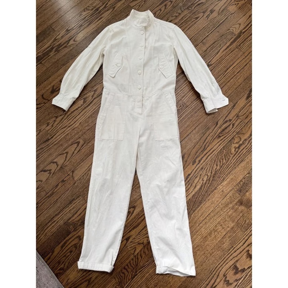 rag and bone Off White/Ivory Morris Utility Style Cotton Jumpsuit (Size Small)
